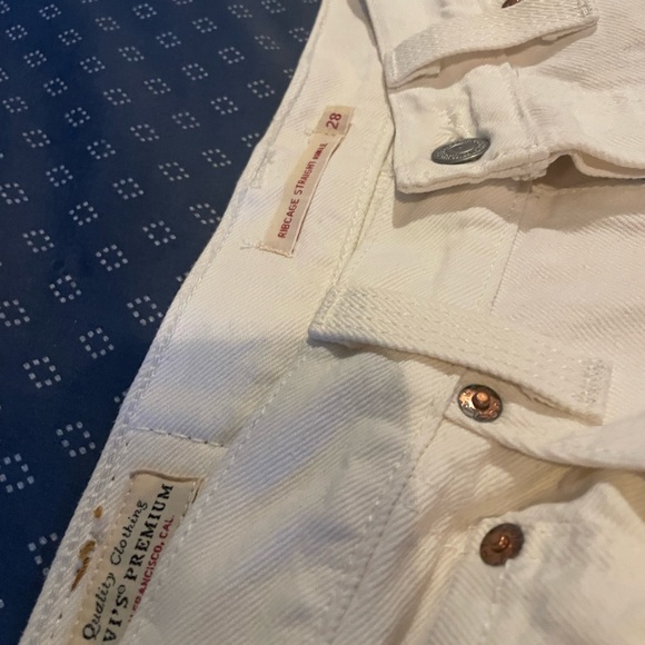 Levi’s Ribcage High Rise Straight Leg Ankle Jeans, Rainbow Stitching - Size 28 - Picture 4 of 4